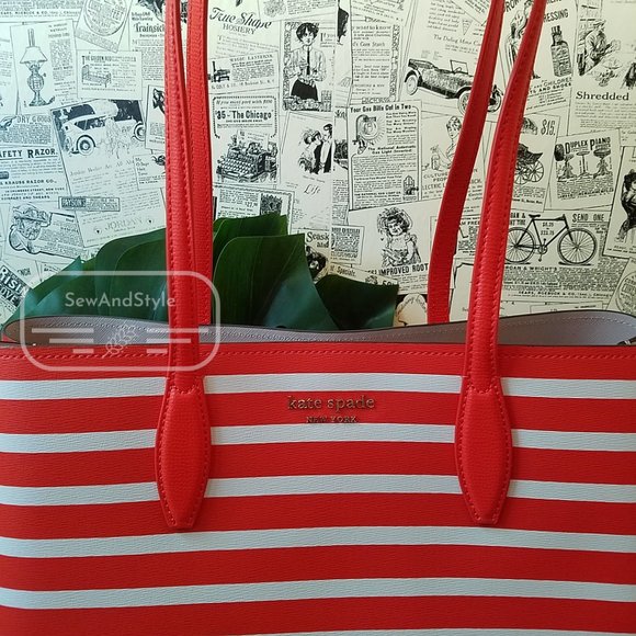 TAMARILLO ALL DAY SAILING STRIPE LARGE TOTE KATE SPADE BRAND NEW OPEN TOTE - Picture 3 of 10